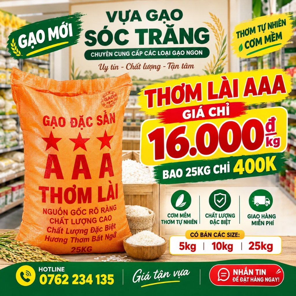 Bao Gạo Đặc Sản Thơm Lài AAA - Vựa Gạo Sóc Trăng